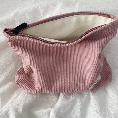 Corduroy Women Cosmetic Bag Cotton Cloth Makeup Pouch Travel Bag Organizer 1 PC