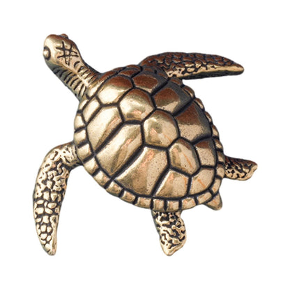 Brass Sea Turtle Statue Mini Tea Pet Figurine Cute Decoration for Bedroom