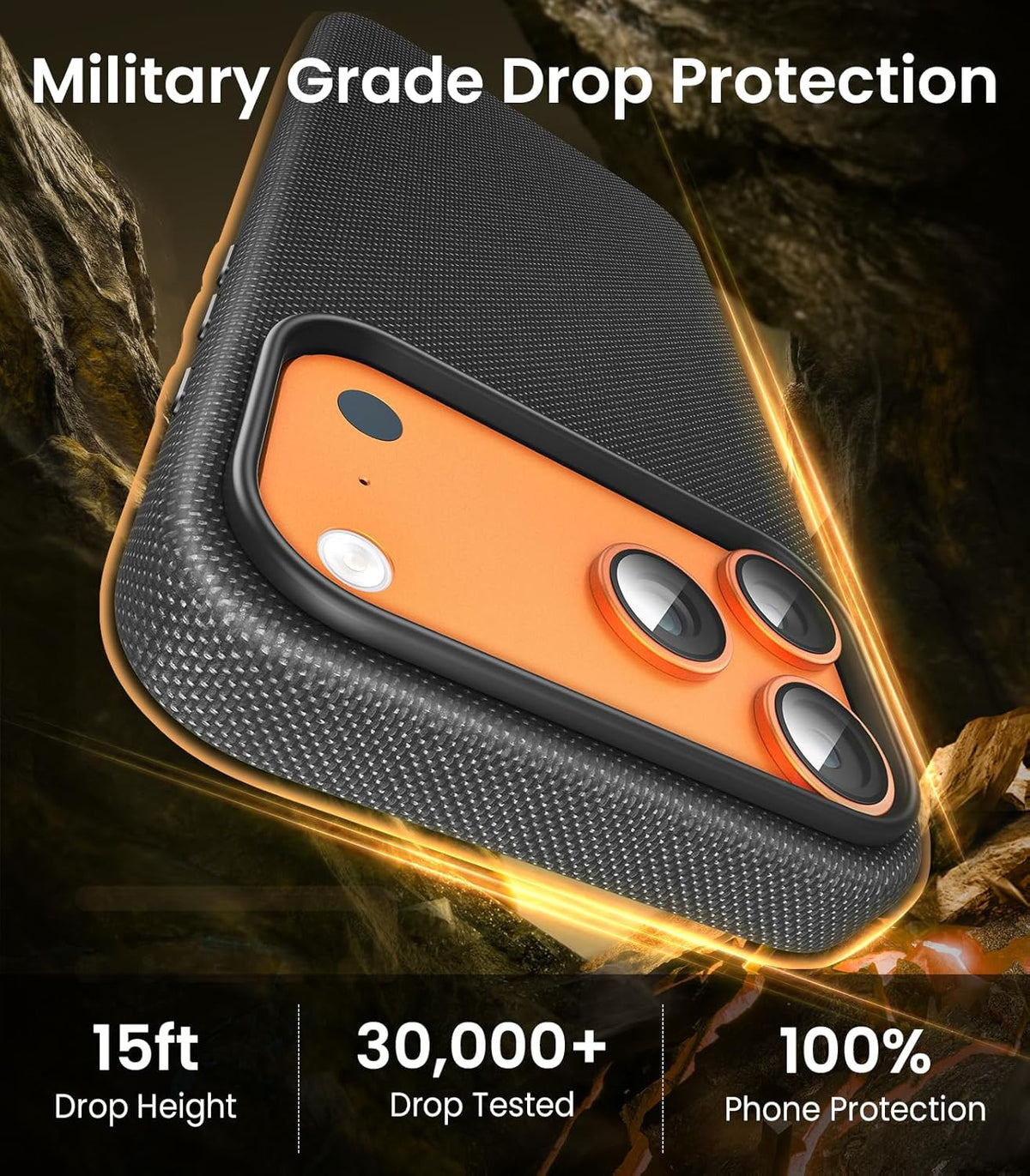 for Iphone 17 Pro Case Techwoven Black Military-Grade Drop Protection Shockproof