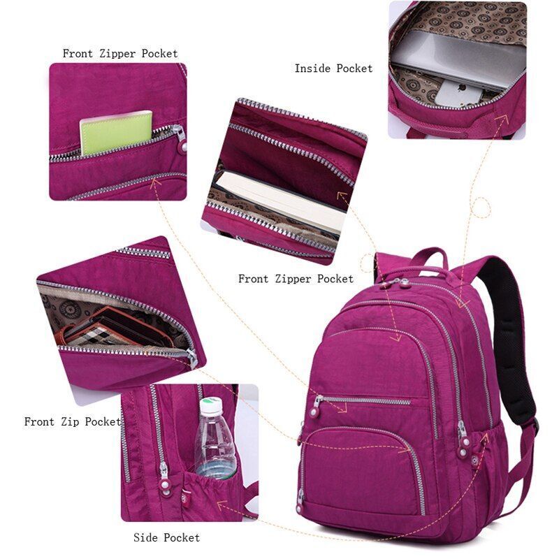 Backpack Teenage Girl Women Backpacks Nylon Waterproof Laptop Bag Travelling 1PC