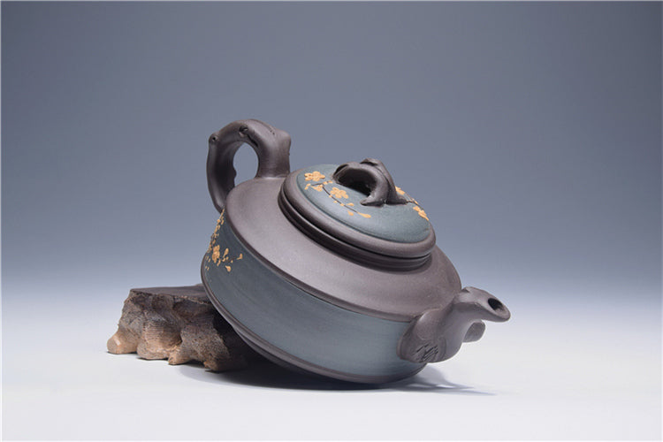 300ml Chinese Handmade Lifelike Plum Flower Yixing Zisha Purple Clay Teapot