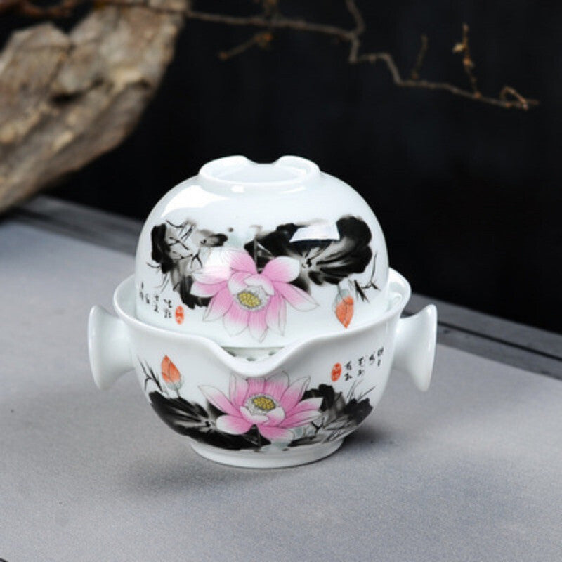 Ceramics Tea Set Include 1 Pot 1 Cup Porcelain Gaiwan Teapot Kung Fu Travel