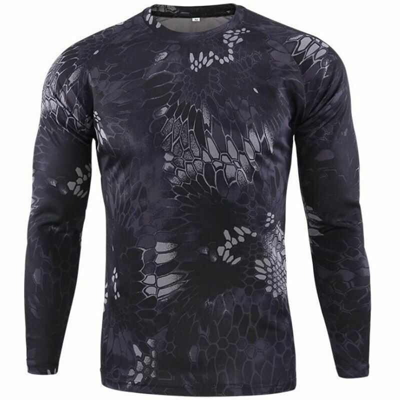 Tactical Camouflage T-Shirt Breathable Long Sleeve Outdoor Sport Hunting Camping