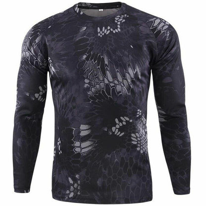 Tactical Camouflage T-Shirt Breathable Long Sleeve Outdoor Sport Hunting Camping