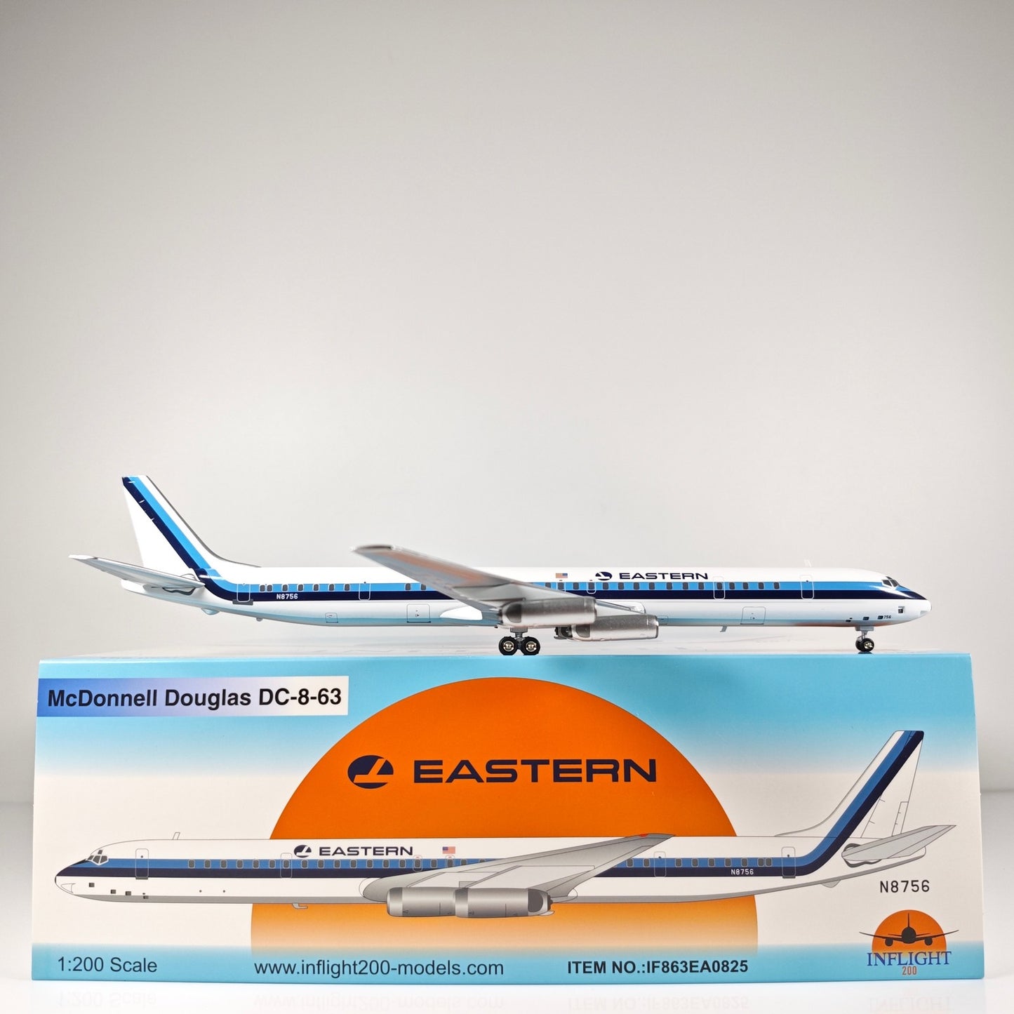 1:200 InFlight Eastern DC-8-63 N8756 Passenger Airplane Diecast Plane Model