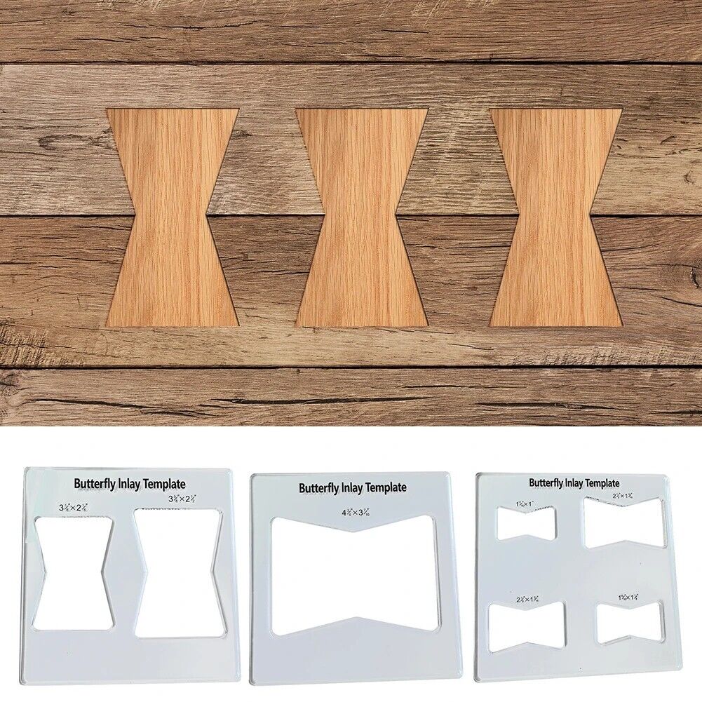 Butterfly Key Inlay Template 6x6in Slot Acrylic Woodworking Bow Tie Cutting Tool