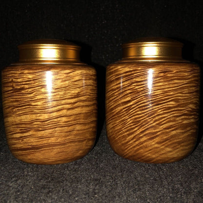 Golden Nanmu Tea Caddy Aluminum Double Lid Sealed Storage Jar Handmade