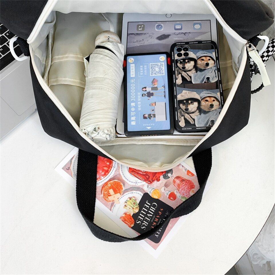 Cute Backpack Student Bag Badge Multifunctional Waterproof Nylon 35*28*12 CM 1PC