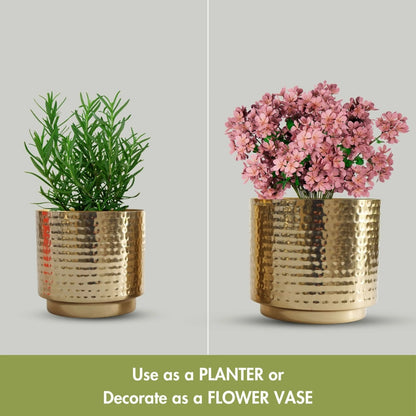 1/2 Gallon and 2/5 Gallon Hammered Gold Color Metal Pots for Indoor / Tabletop