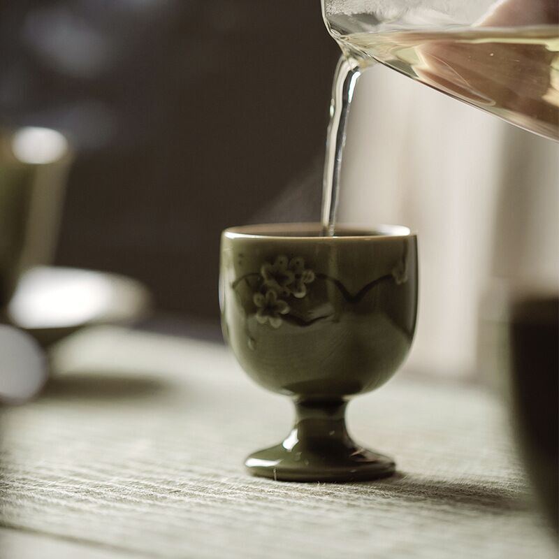 6CM Chinese Ceramic Master Cup Embossed Tea Cup Single Cup Tea Set Decoration