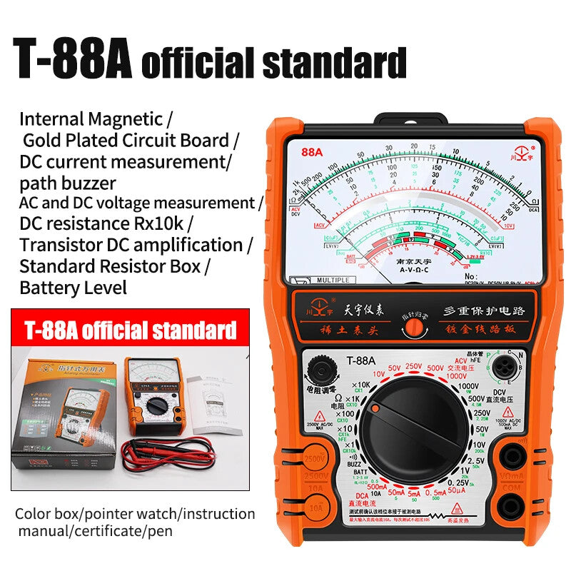 Pointer Multimeter T88A T88B T88C AC/DC 2500V Volt-Ammeter Analog Multimetro
