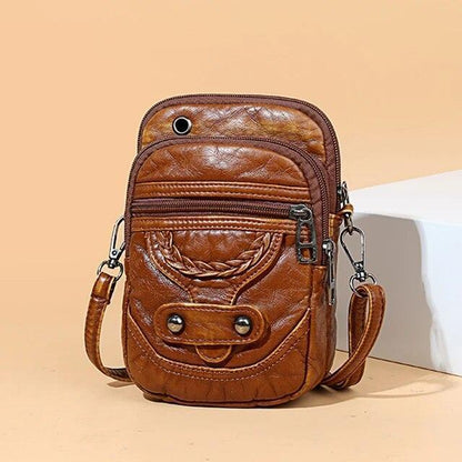 Crossbody Bag for Women Leather Handbag Mini Shoulder Bag Purses Brown