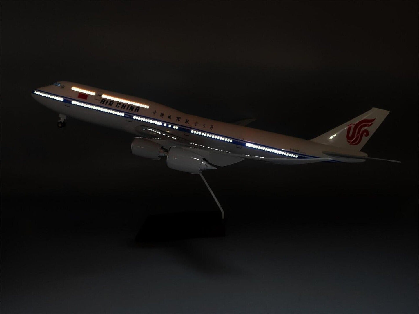 47CM 1:160 AIR CHINA BOEING 747-8 Plane Led Sound-controlled Light Resin Model