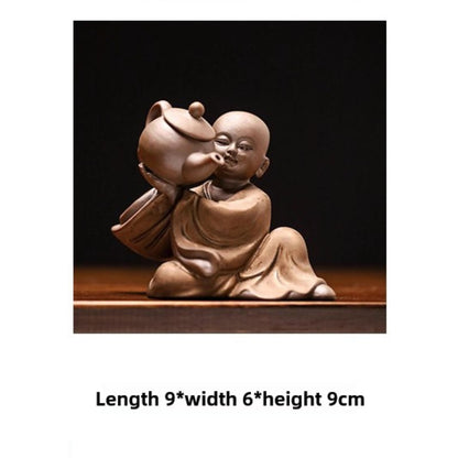 Chinese Style Little Monk Purple Sands Tea Pet 9cm Tea Tray Tea Ceremony