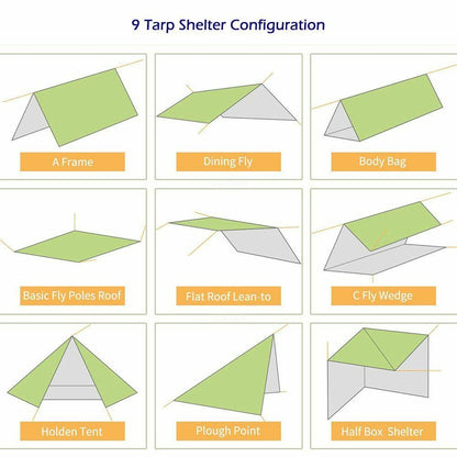 Hammock Tent Tarp Waterproof Camping Sunshade Portable 310*310/ 230*210/22*13CM