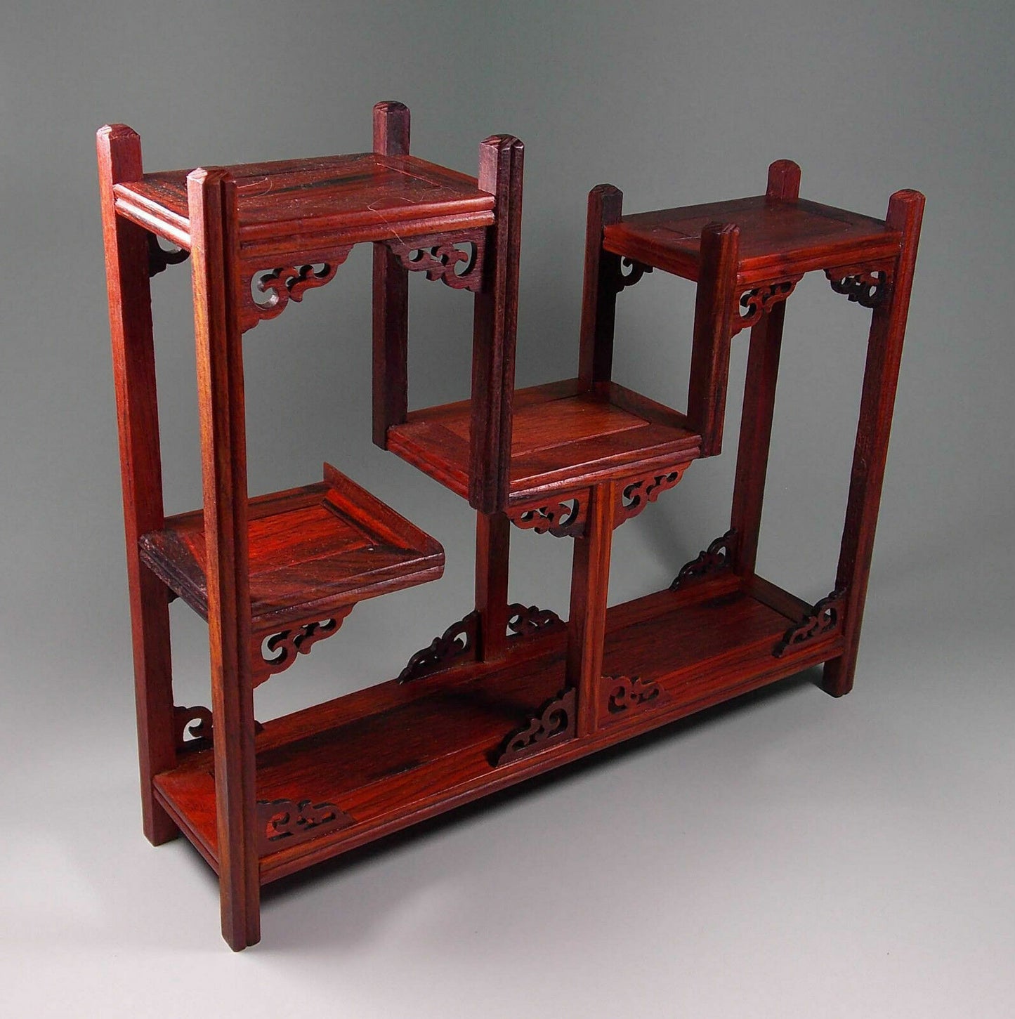 Rosewood Handwork Carved Stand Shelf for Netsuke Snuff Bottle Small Statue