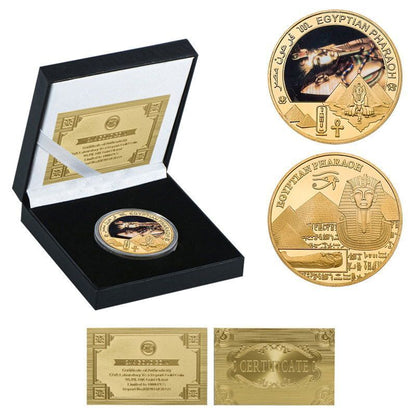 Commemorative Challenge Coins Egyptian Pharaoh Gold Plated Craft Souvenir 1.57in