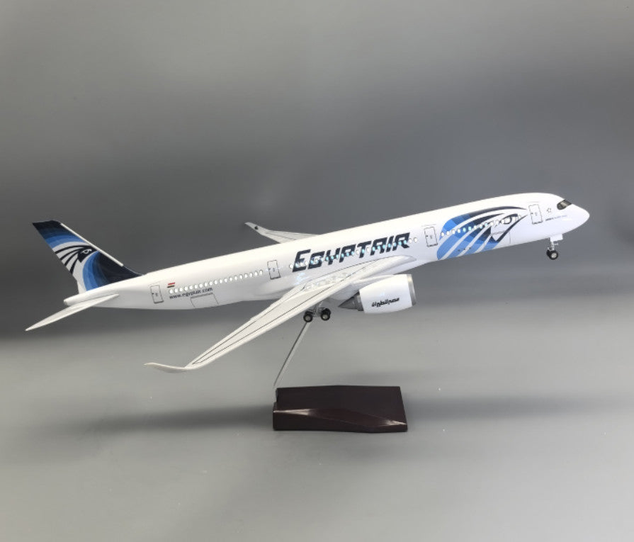 47CM 1:140 EGYPTAIR AIRBUS A350 Airplane Led Sound -controll Light Resin Model