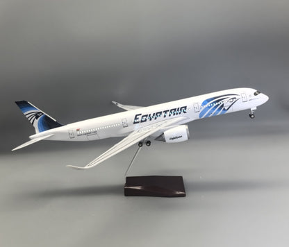 47CM 1:140 EGYPTAIR AIRBUS A350 Airplane Led Sound -controll Light Resin Model