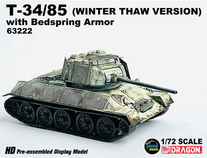 1/72 Soviet T-34/85 Tank Model Steel Bed Armor Winter Painting Edition