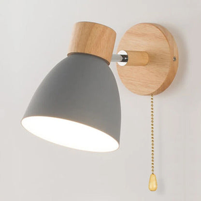 Wall Lamps W/ Switch Wooden Nordic Modern Sconce Home Bedroom Living Room Lights