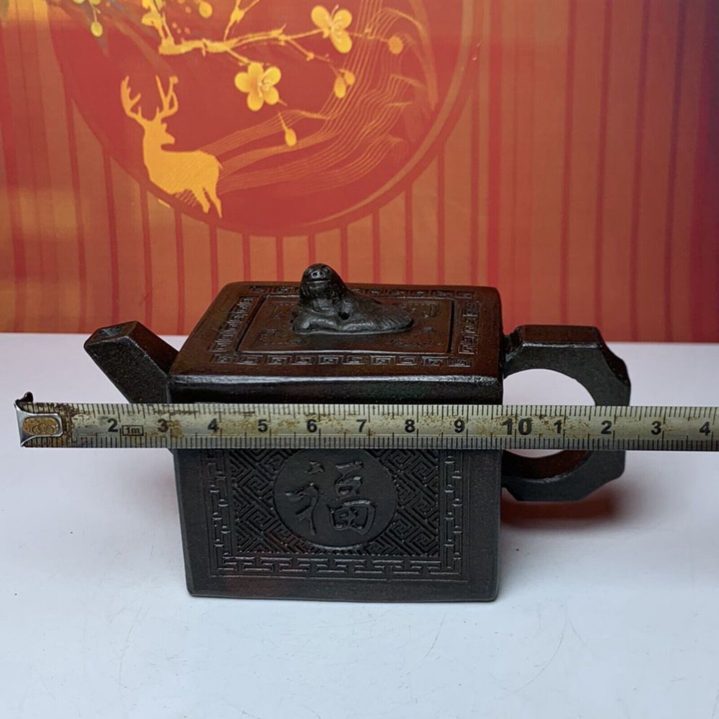 Vintage Chinese Yixing Purple Clay Teapot Zisha Ceremony Carving Collectible Art