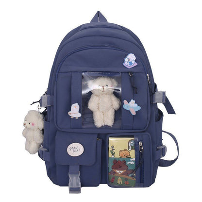 Backpack School Bags Multi Pockets Women Cute Mochila Bags 31*14*44 CM 20-35 L