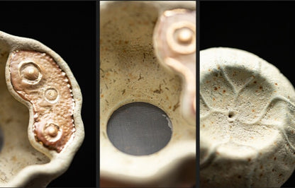 Ceramic Tea Strainer Antique Style Filter Net Holder Lotus Root Design On Sales