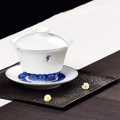 160ml Porcelain Gaiwan Bowl Teacup Handmade Kung Fu Tea Set Tureen