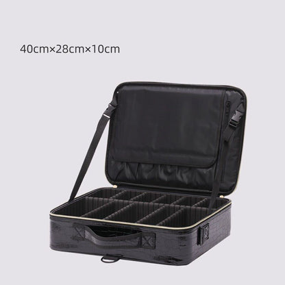 Leather Clapboard Cosmetic Bag Professional Make Up Case Large Traveling Insert