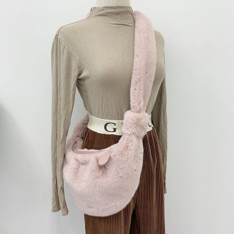 Soft Plush Hobos Crossbody Bag Shoulder Faux Fur Messenger Bag Large Tote Purses