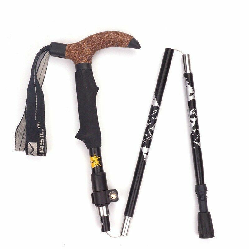Walking Sticks Cane Telescopic Folding Aluminum Alloy Hiking Trekking Pole 110cm