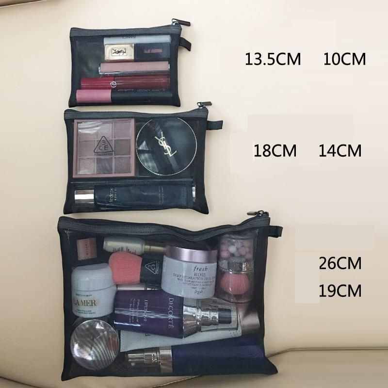 Mesh Cosmetic Bag Women S/M/L Set Makeup Bag Traveling Organizer Cosmetics Pouch