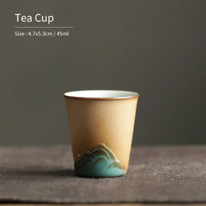Green Mountain Ceramic Teacup Chinese Kung Fu Cup of Tea