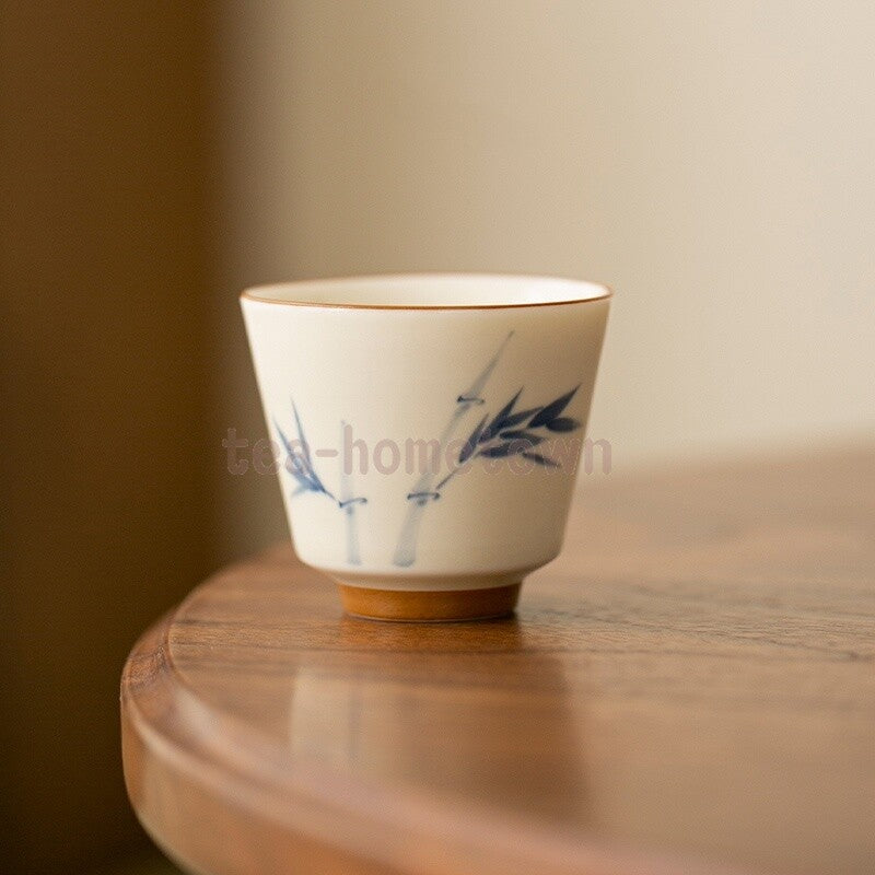 2pc Hand-painted Bamboo Persimmon Household Cup Single Cups Smelling Tea Bowl