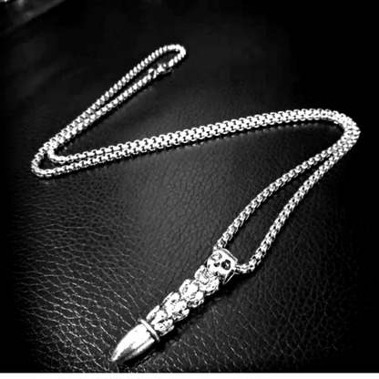 Cadena Bala de Calavera para Hombre Mujer Collar de Acero Inoxidable Lujo