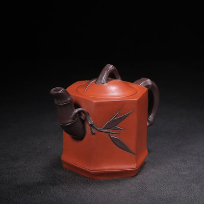 Chinese Yixing Zisha Clay Handmade Exquisite Teapot （六方竹韵 底款：魏援良）