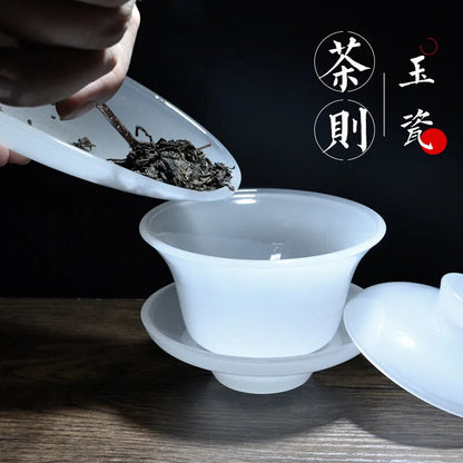 Jade Porcelain Tea Scoop for Pu'er Tea Glass Liu Li Kung Fu Tea Set Accessories