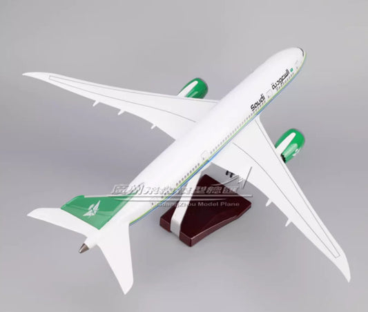 1:130 43CM Saudi BOEING 787 Passenger Airplane Landing Gear Resin Aircraft Model