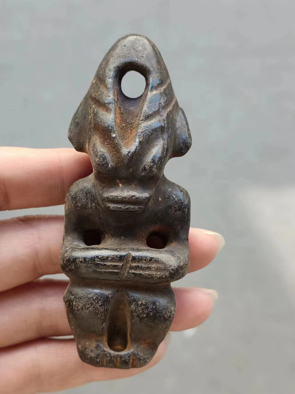 China Amulet Pendant Sun god Meteorite Hand carved Hongshan Culture