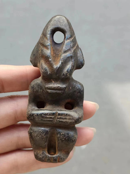 China Amulet Pendant Sun god Meteorite Hand carved Hongshan Culture