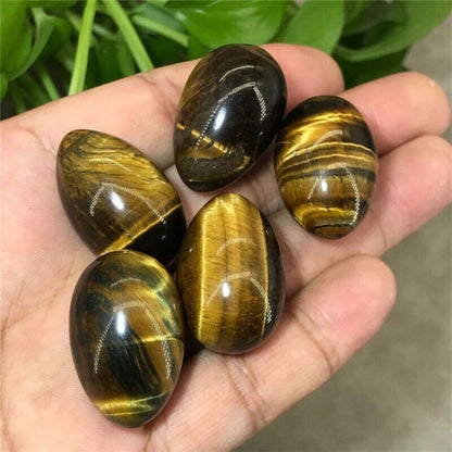 50pcs Natural Tiger's Eye Stone Egg Crystal Skull Carved Healing Reiki No hole