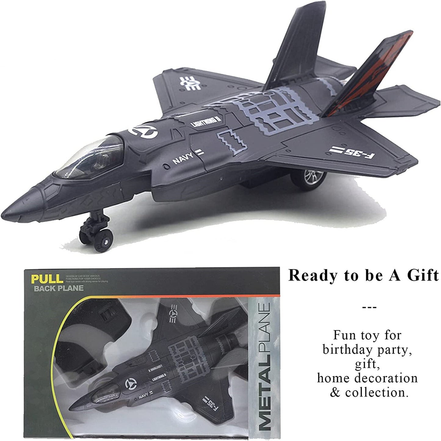1/72 Fighter Aircraft F35 Jet Plane Alloy Model Pullback Fighter Sound Light b