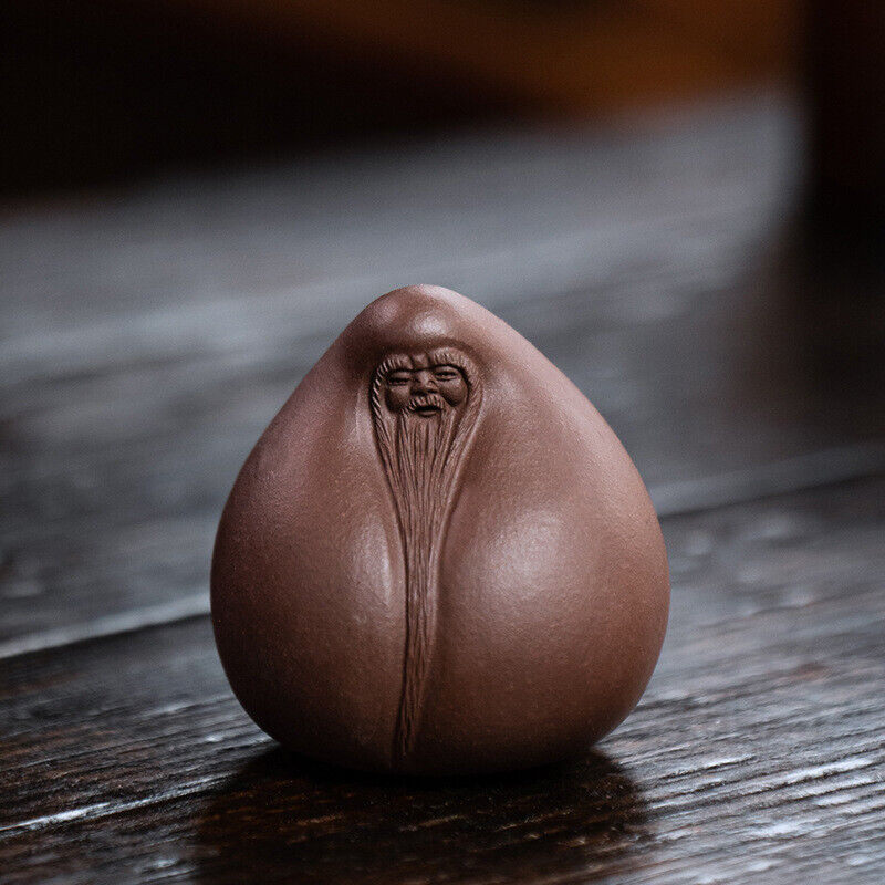 handmade carved peach tea pet yixing zisha purple clay the god of longevity gift