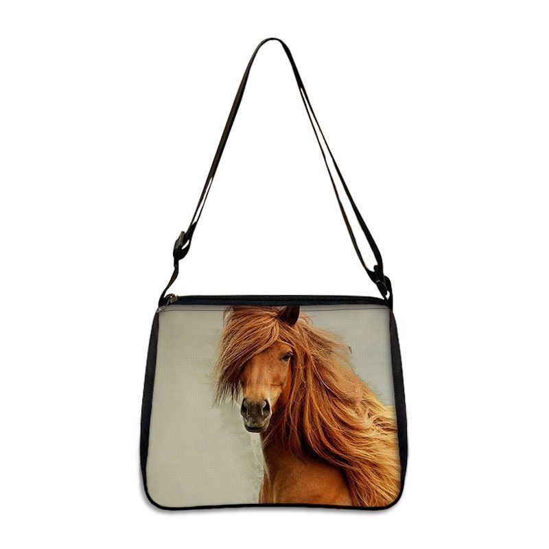 Horse Print Handbag Canvas Shoulder Bag Messenger Bags Travel Crossbody Nylon