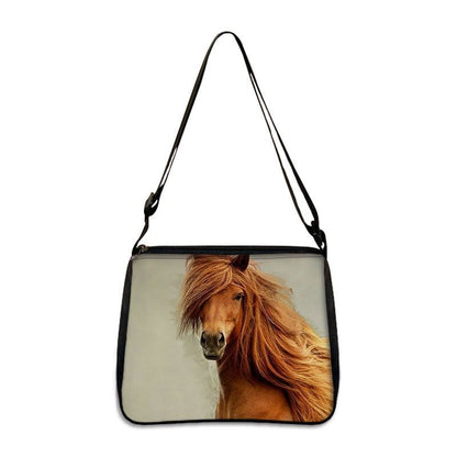 Horse Print Handbag Canvas Shoulder Bag Messenger Bags Travel Crossbody Nylon