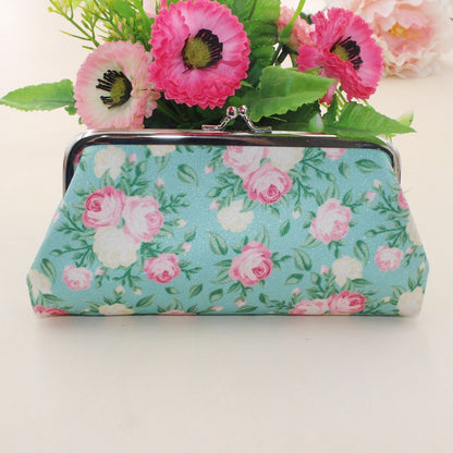 Flower Print Wallet Canvas Coin Purse Storage Cosmetic Bag Card Holder Vintage