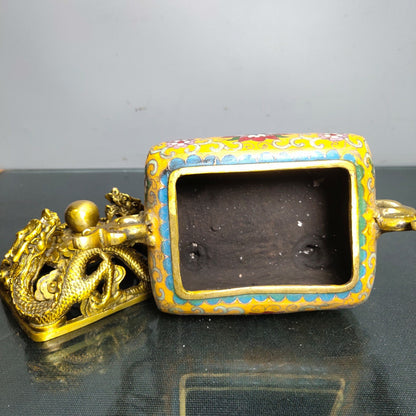 Chinese Copper Cloisonne Enamel Handmade Exquisite Incense Burner