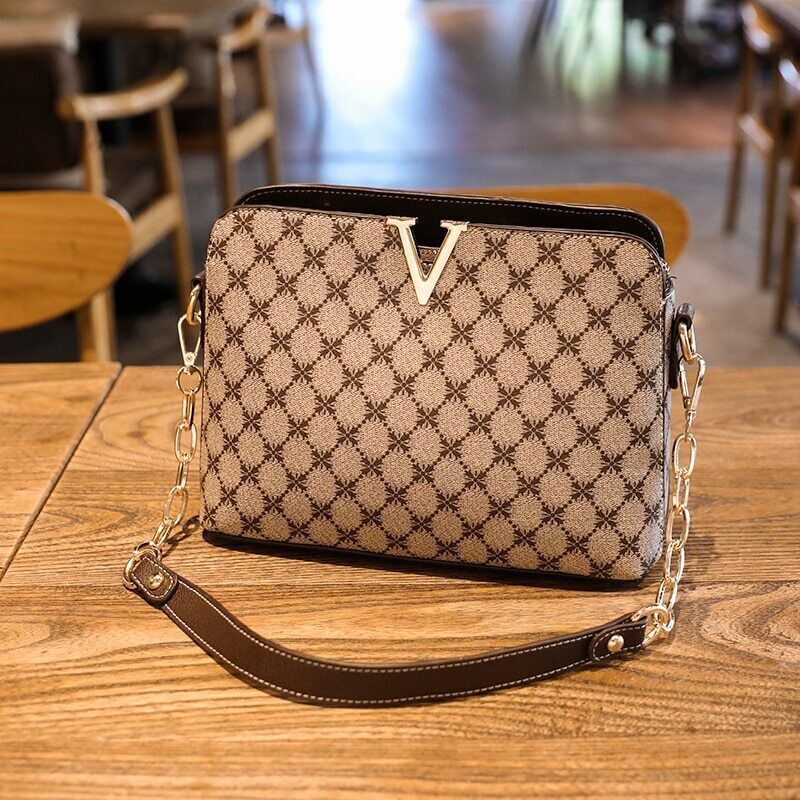 New Shoulder Bag Women Pu Leather Female Bags Chain Ladies Plaid Handbags