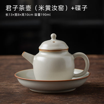 Ru Kiln Square Pot Kung Fu Tea Set Tea Maker Household Tea Set with Pot Holder